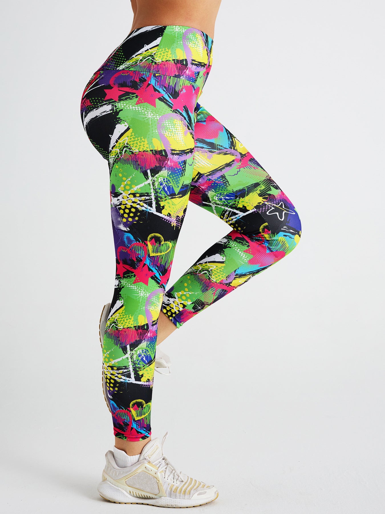 Abstract Love Star Print High Waist Sports Fitness Yoga Pants