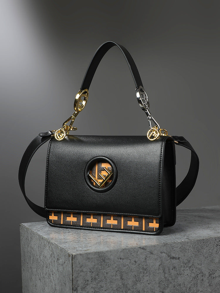 Fashionable Embossed Hollow Decoration Wide Shoulder Strap Crossbody Commuter Bag