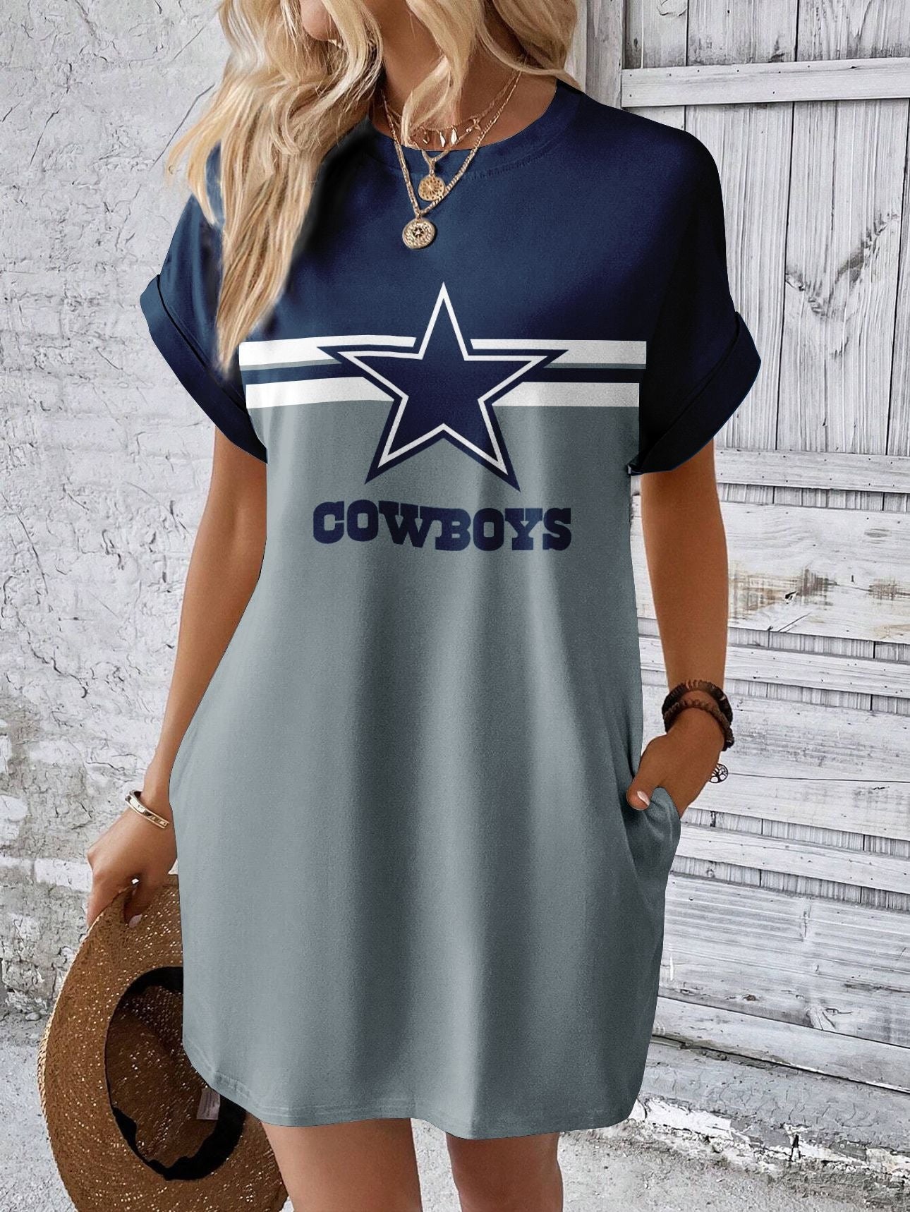Dallas Cowboys Stylish Team Print Crew Neck Dress