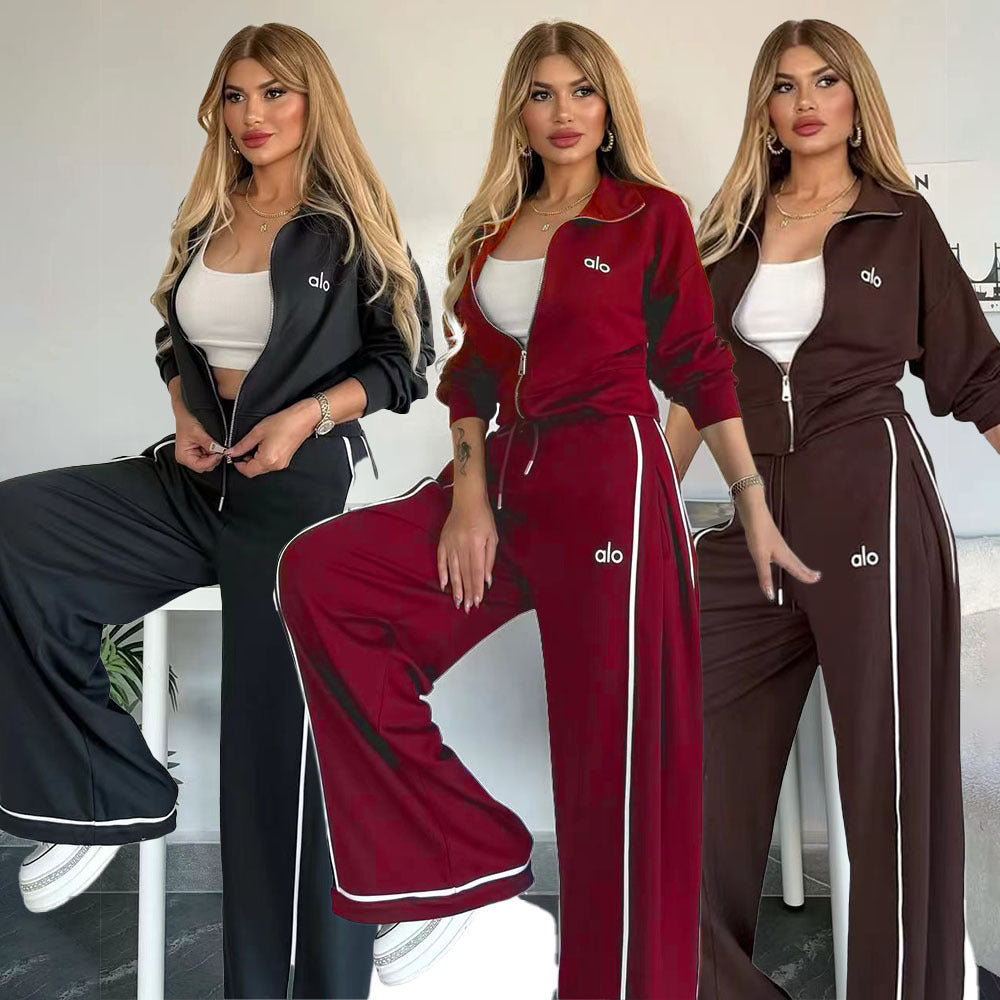 Stylish and Elegant Embroidered Wide-leg Casual Suit