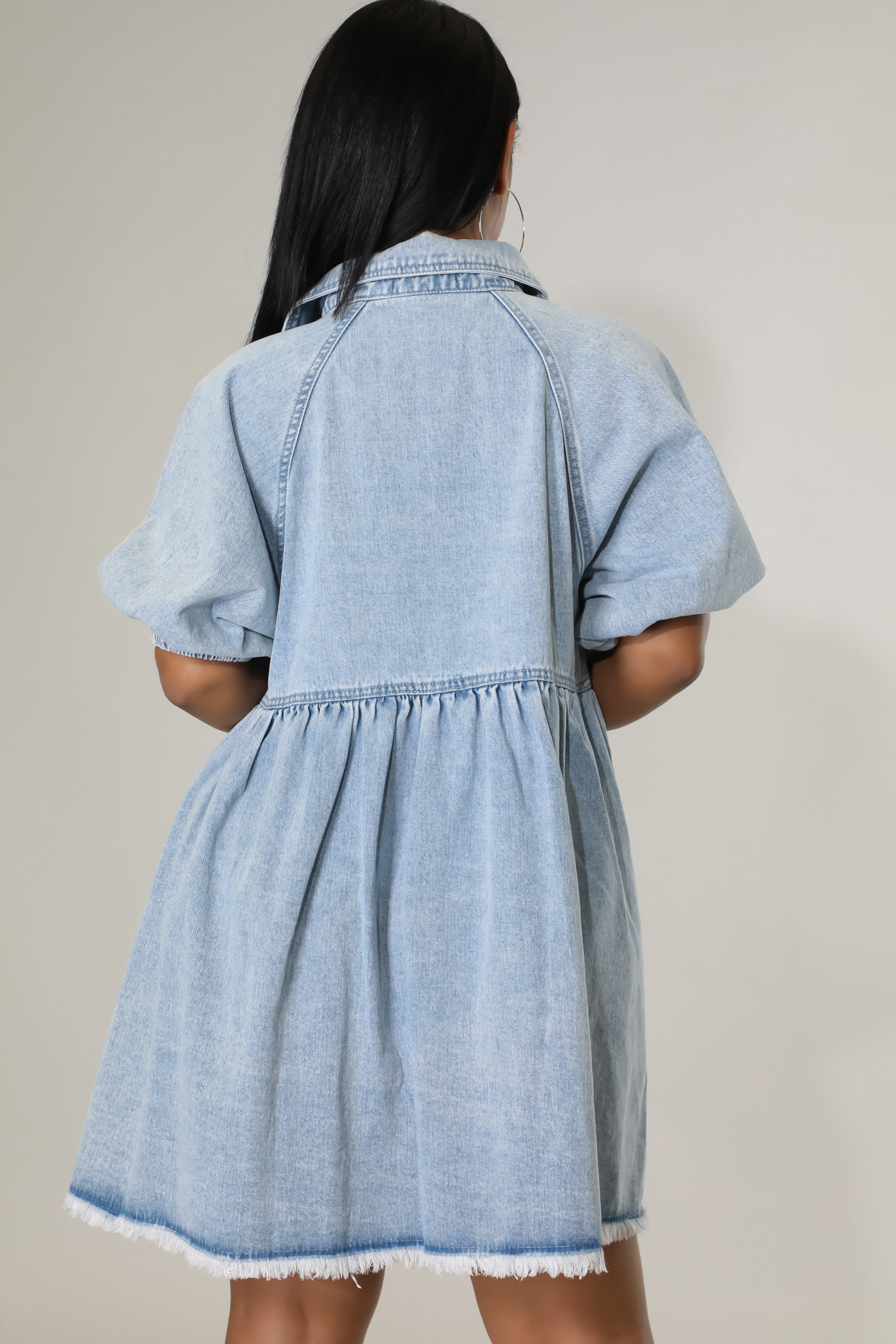 Comfortable Casual Cardigan Short Sleeve Lapel Shirt Denim Dress
