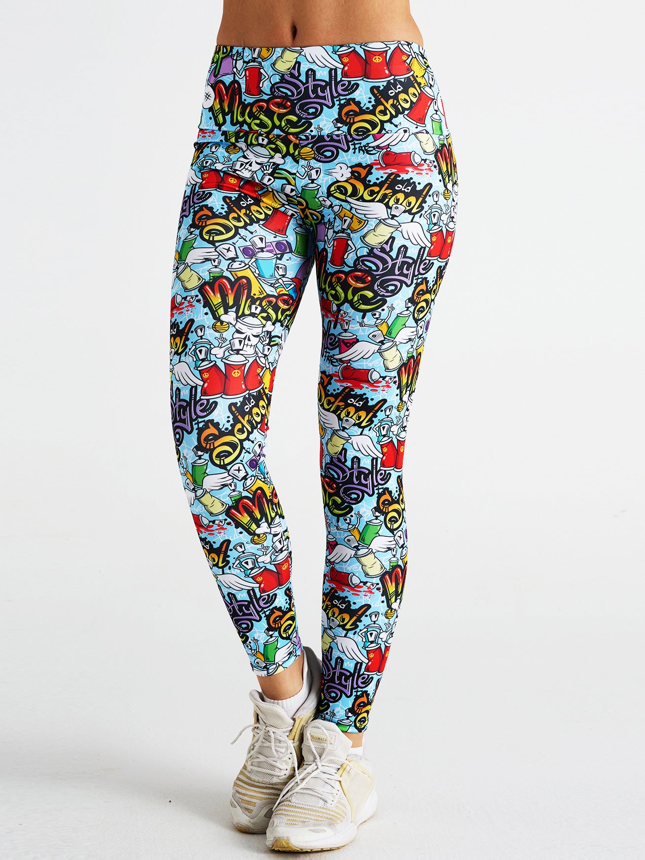 Abstract Cartoon Print High Waist Sports Fitness Yoga Pants