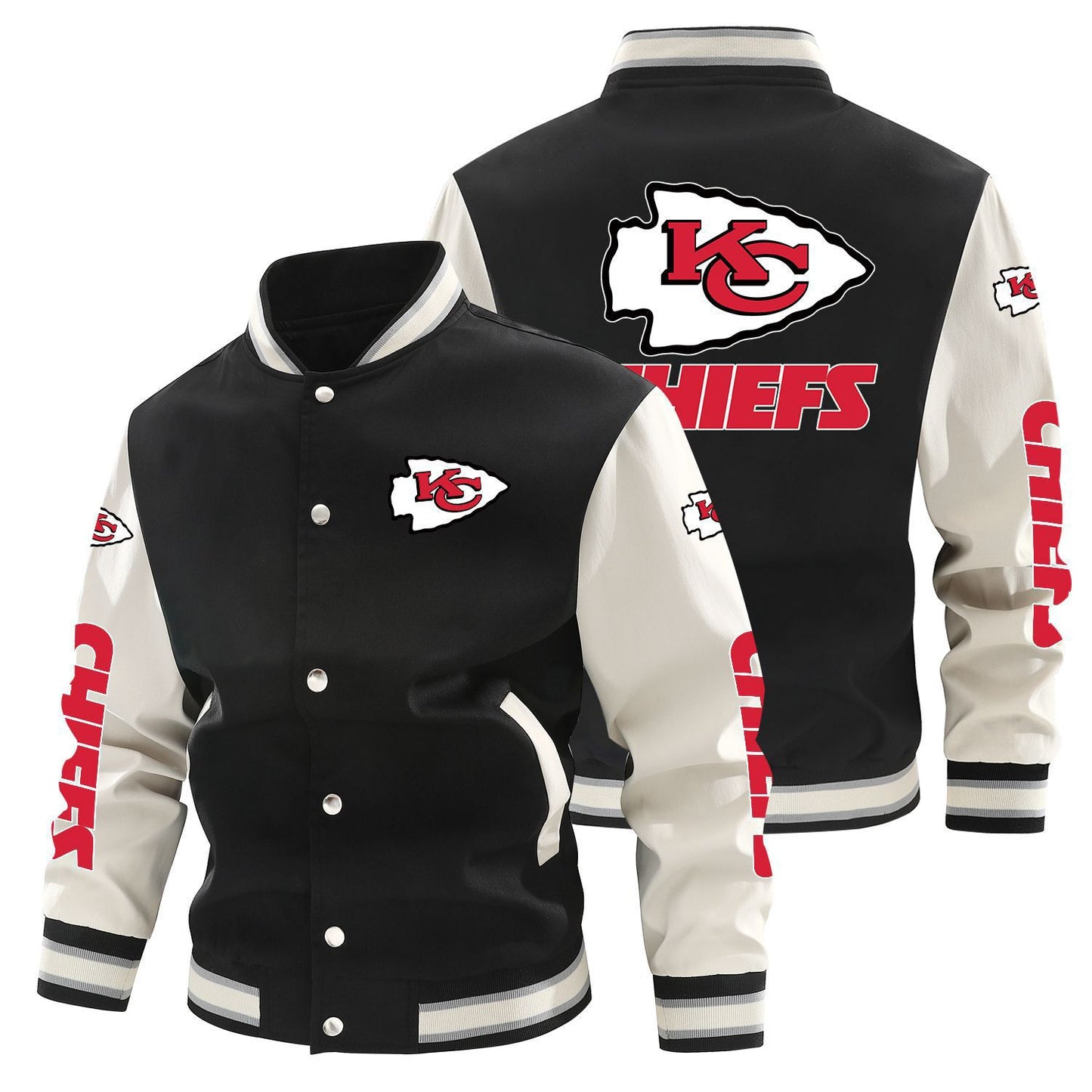 Kansas City Chiefs Printed Sporty Loose-fit Baseball Jacket