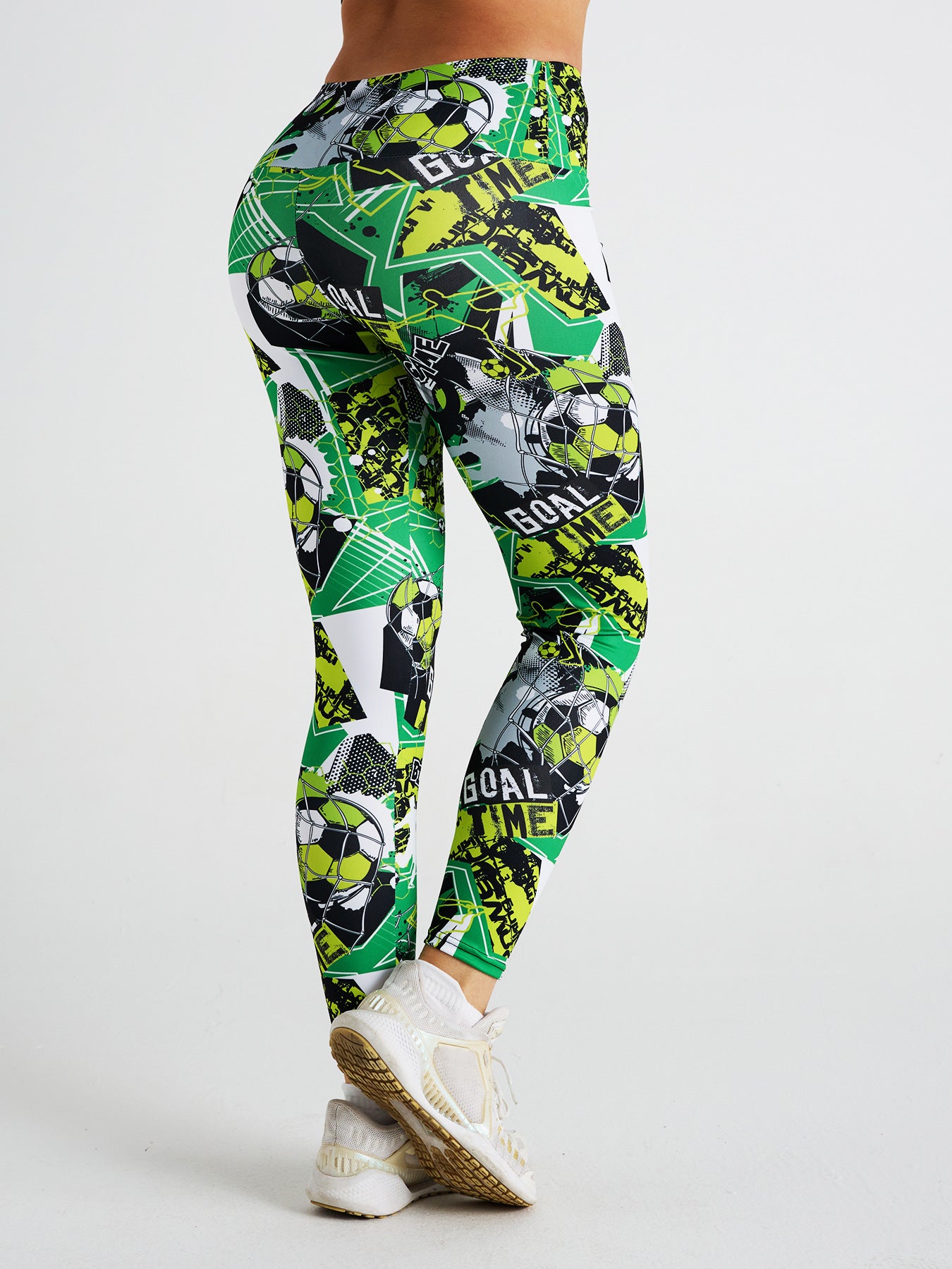 Cartoon Football Print High Waist Sports Fitness Yoga Pants