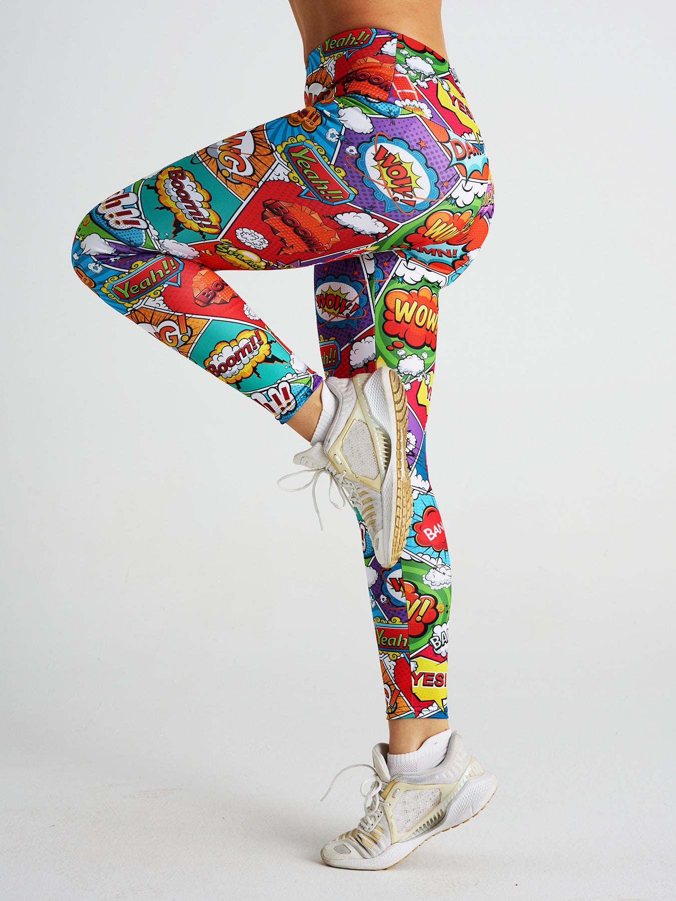 Cartoon Letter Print High Waist Sports Fitness Yoga Pants