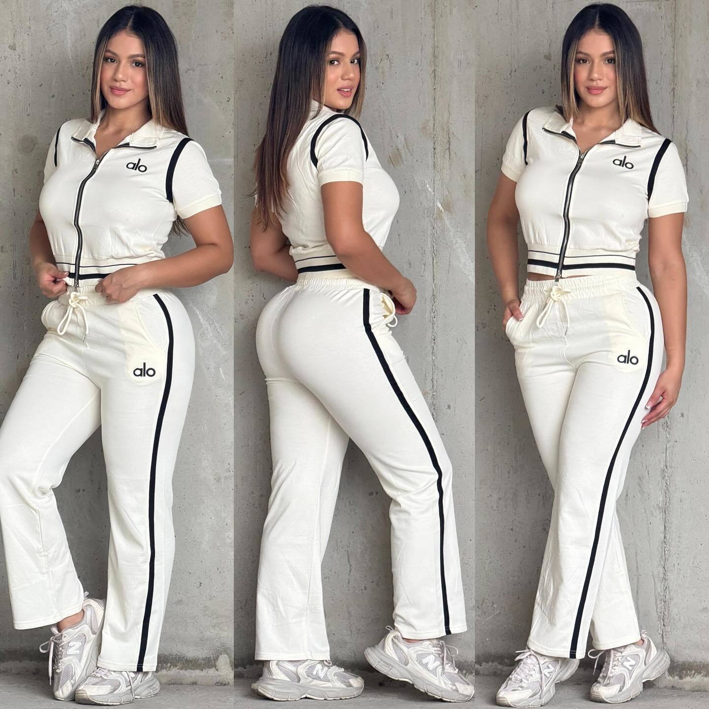Fashionable Embroidery Patchwork Loose Casual Trousers Suit