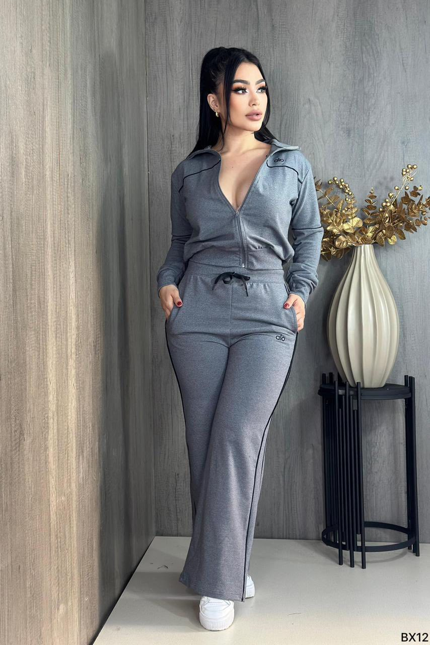 Casual Embroidered Zipper Sweatshirt and Jogger Pants Tracksuit