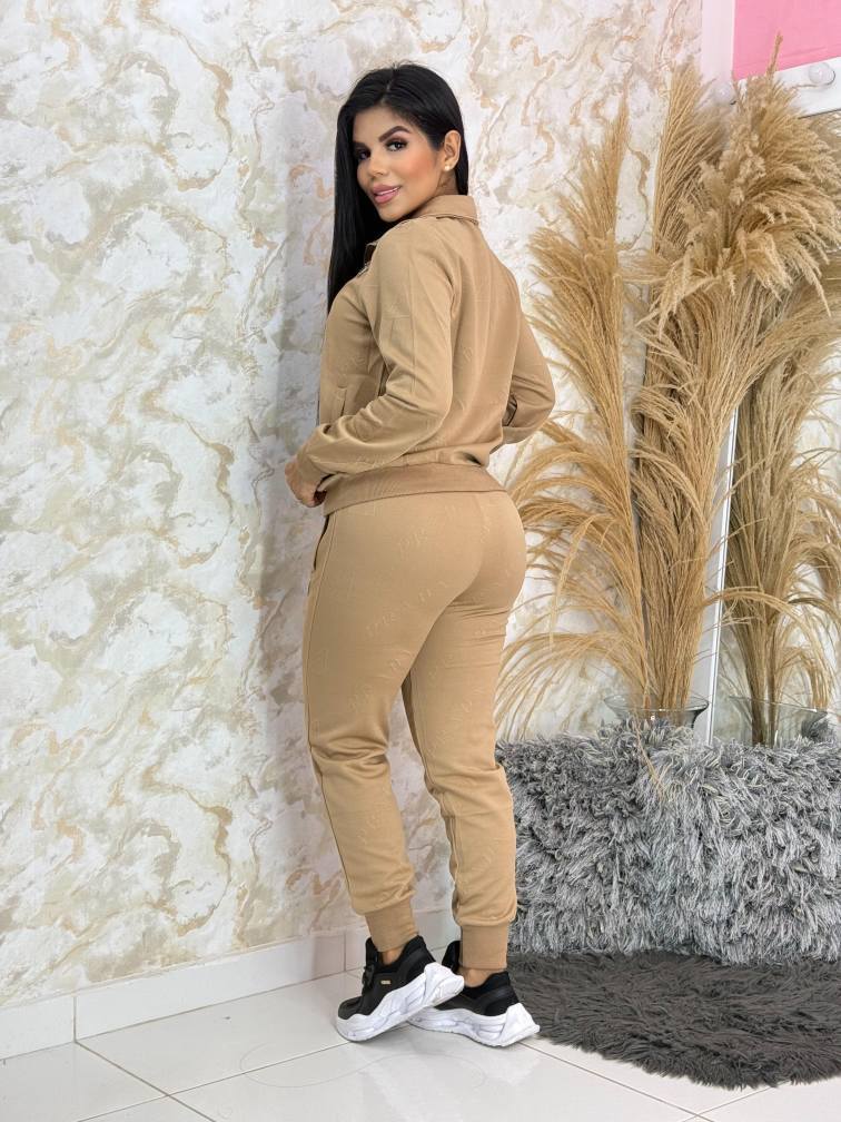 Casual Gold Label Embossed Long-Sleeve Zipper Tracksuit