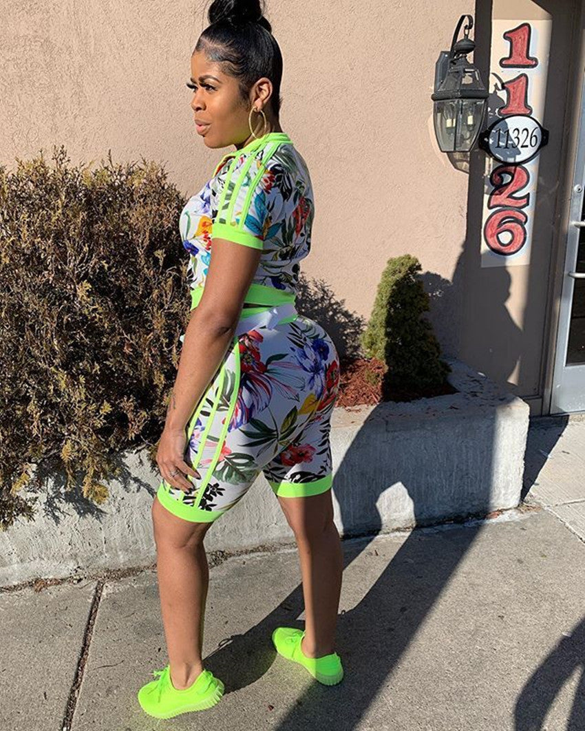 Comfortable Casual Fashion Printed Short-sleeved Shorts Suit
