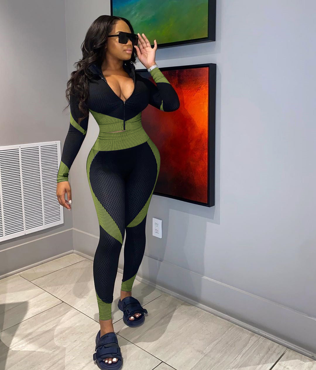 High Waist Quick-drying Long-sleeved Trousers Yoga Sports Suit