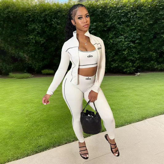 Casual Fashion Breathable Sweat-absorbent Slim Yoga Sports Three-piece Suit