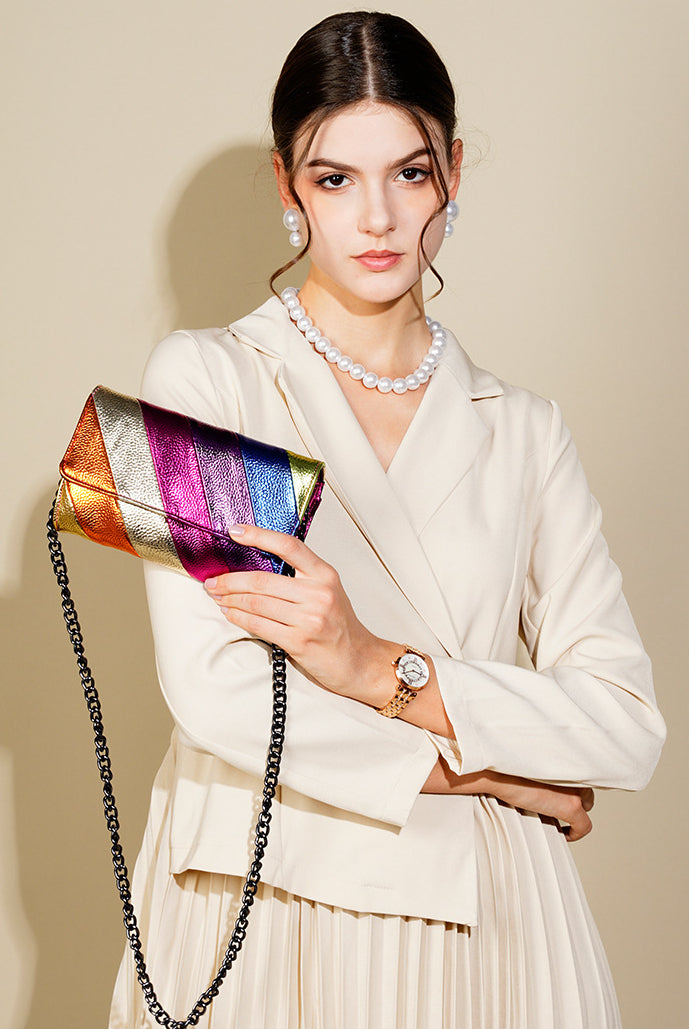 Rainbow Stitching Mobile Phone Shoulder Crossbody Bag