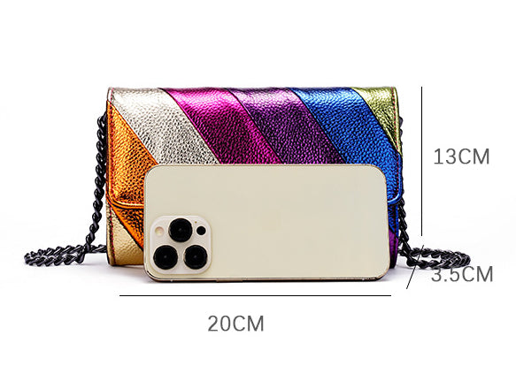 Rainbow Stitching Mobile Phone Shoulder Crossbody Bag