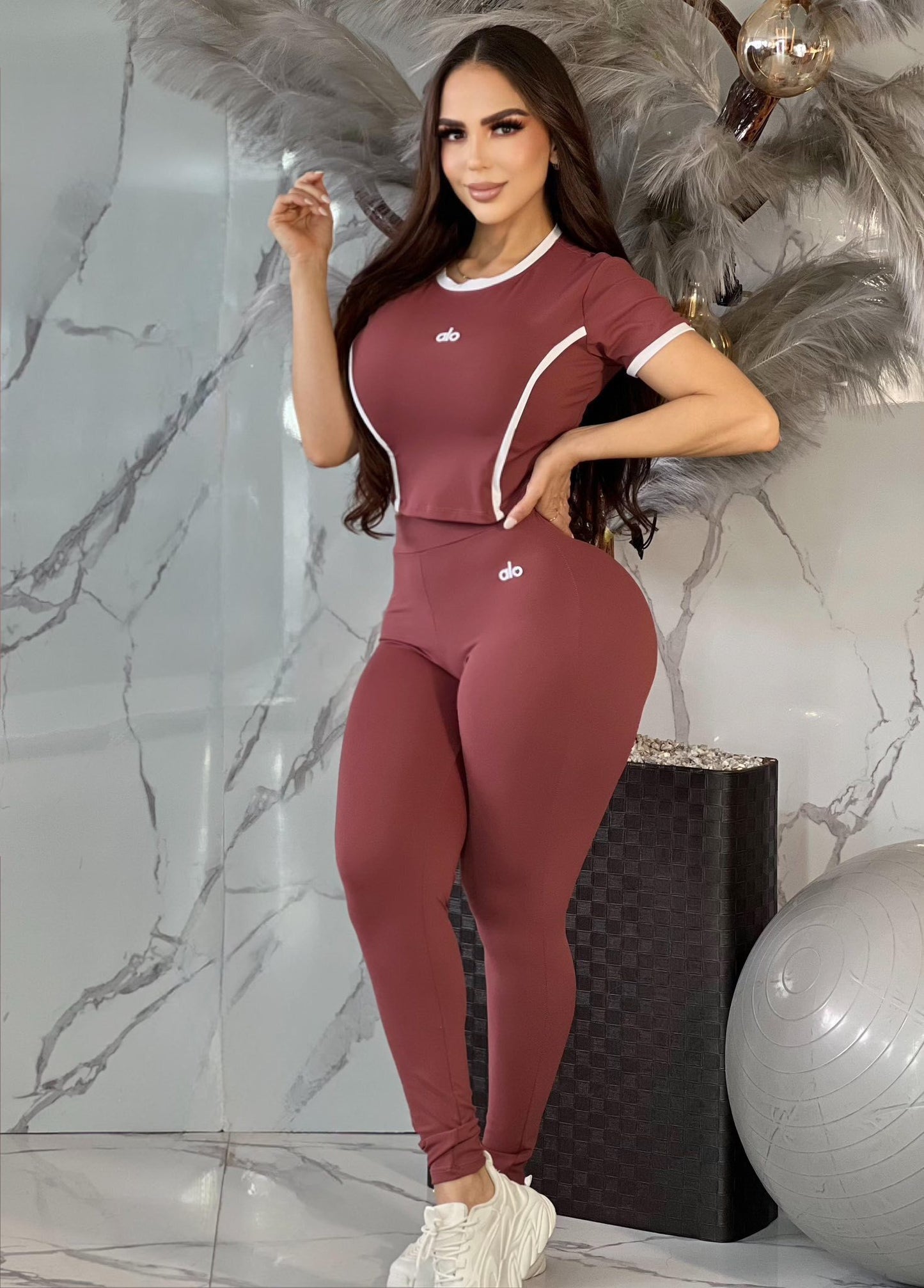 Fashion Letter High Waist Pants Solid Color Sports Yoga Suit