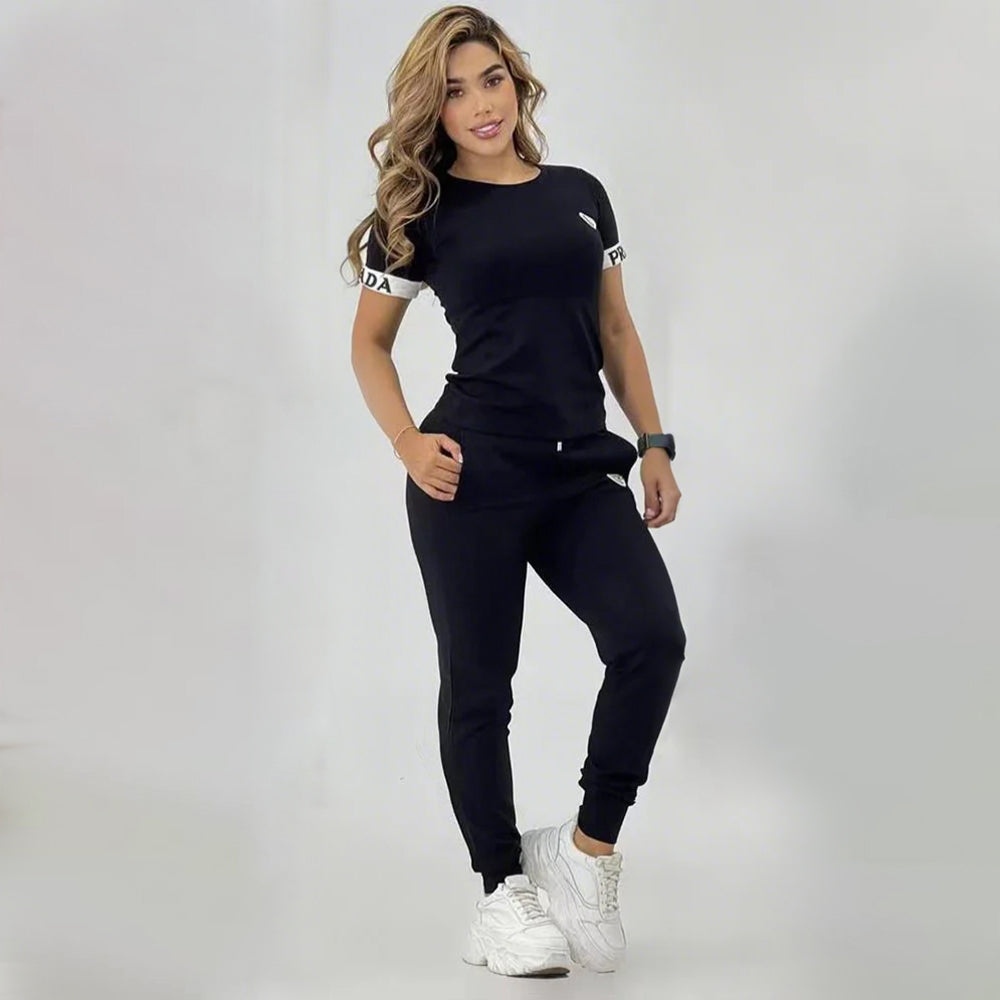 Summer Temperament Trendy Splicing High Quality Short-sleeved Suit