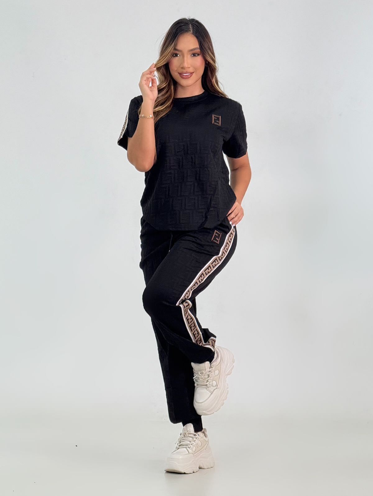 Fashionable and Casual Short-sleeved Jacquard Pants Suit