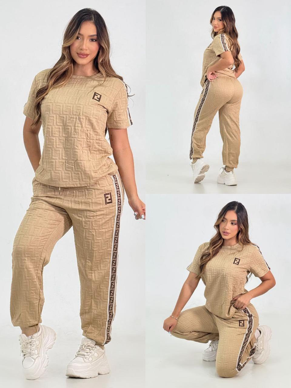 Fashionable and Casual Short-sleeved Jacquard Pants Suit