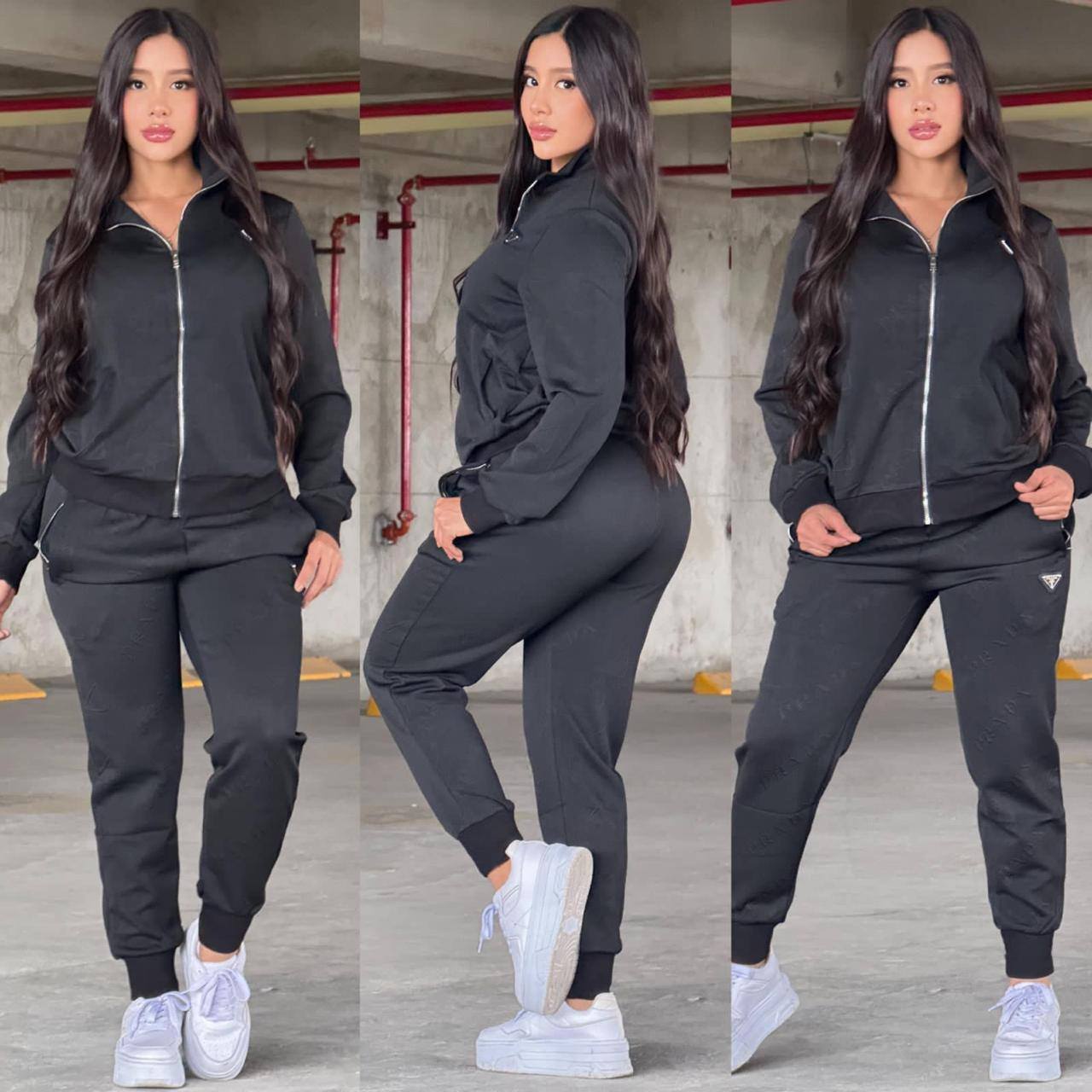 Casual Gold Label Embossed Long-Sleeve Zipper Tracksuit