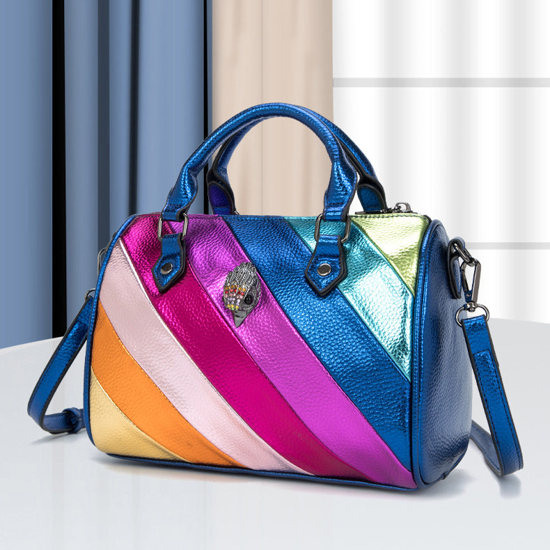 Contrast Color Stitching Rainbow Eagle Head Hand-held Crossbody Bag