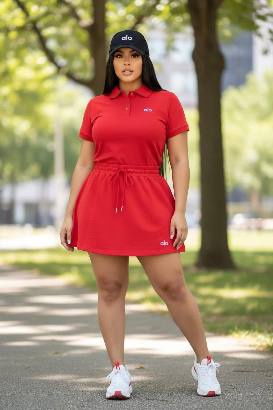 Stylish Polo Shirt, High-waisted Drawstring Skirt, Casual Sportswear Set