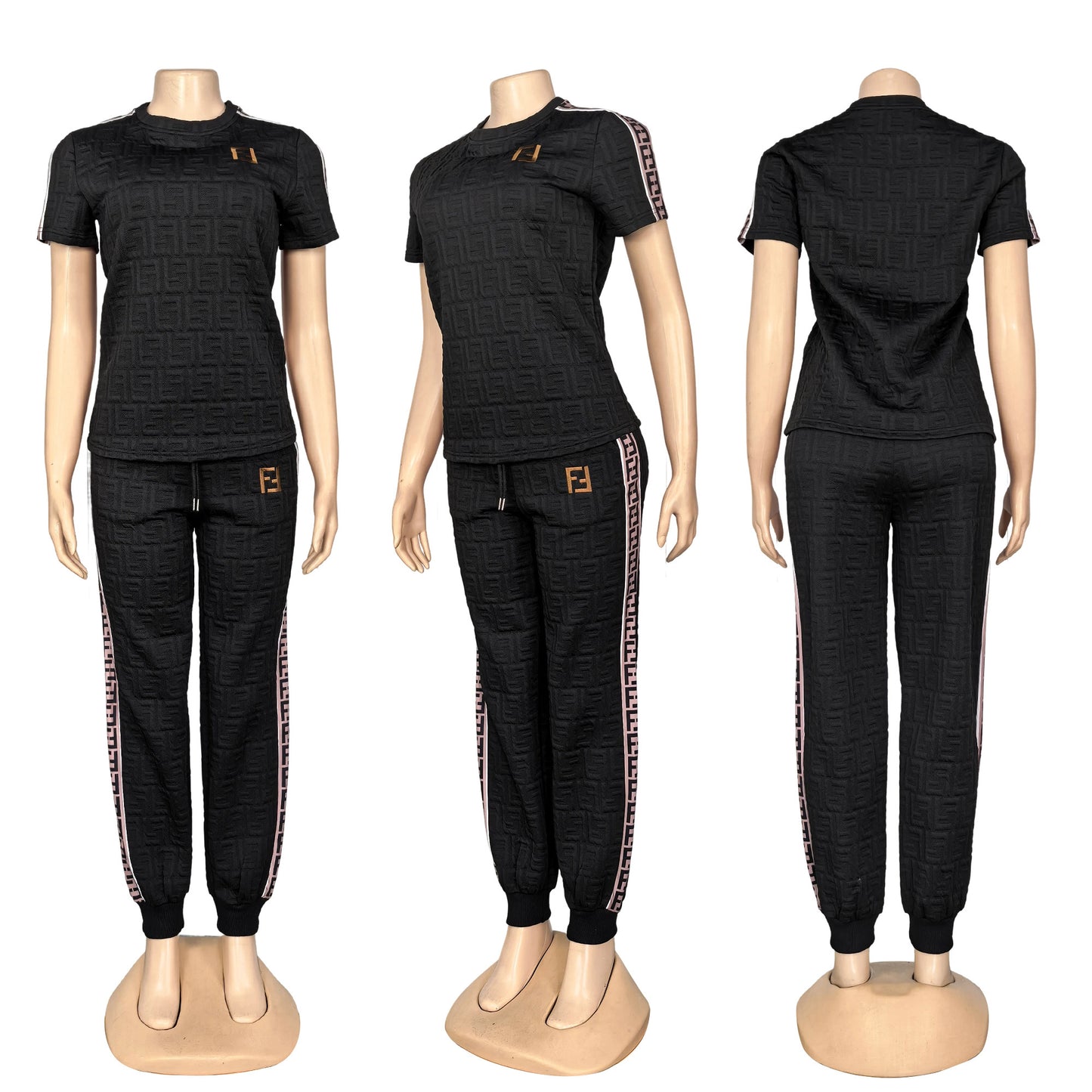 Fashionable and Casual Short-sleeved Jacquard Pants Suit