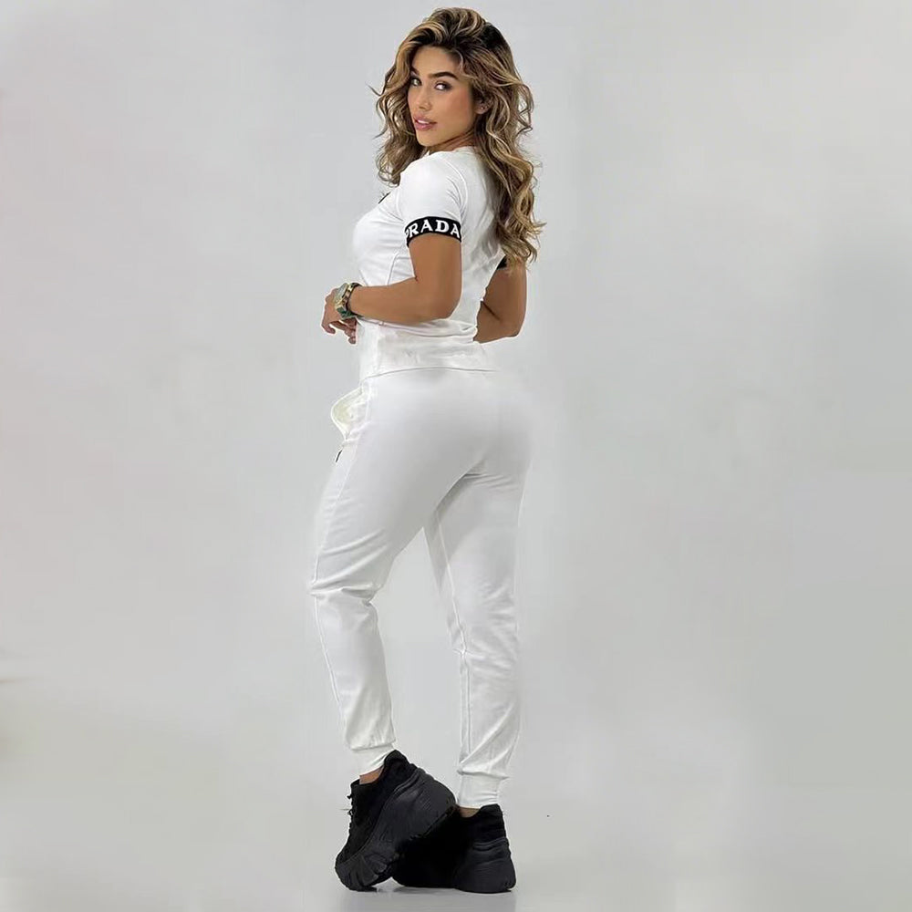 Summer Temperament Trendy Splicing High Quality Short-sleeved Suit