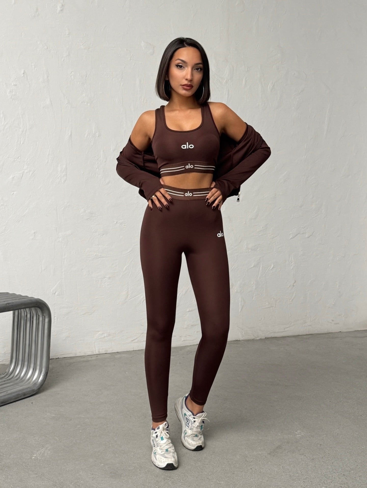 Slim-fit, High-elasticity Running Sports Casual Three-piece Set (including Breast Pads)