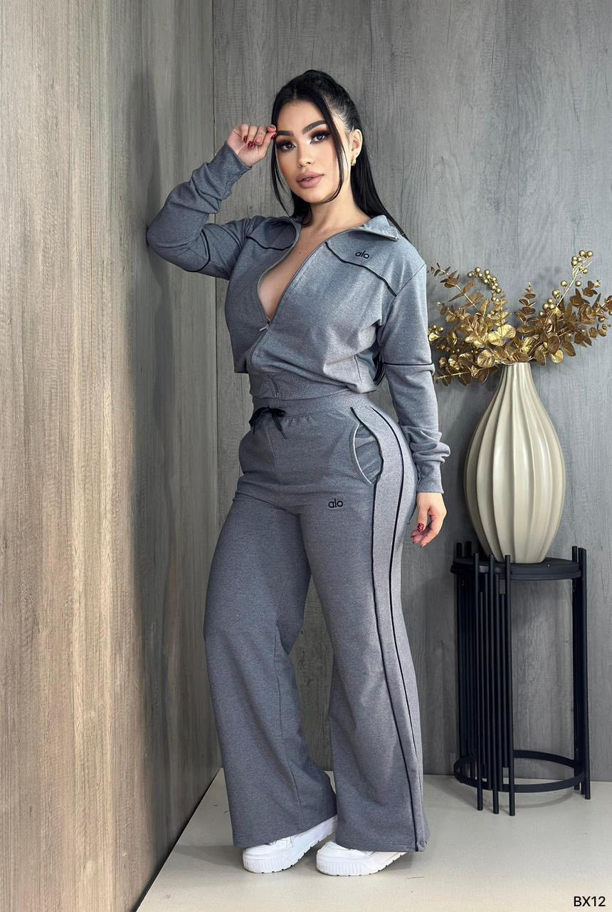 Casual Embroidered Zipper Sweatshirt and Jogger Pants Tracksuit
