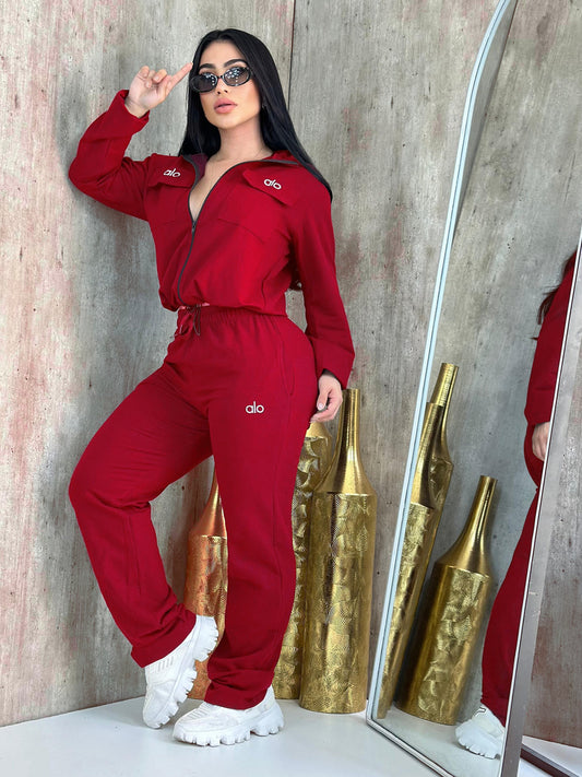 Embroidered Letter Sweatshirt and Wide-Leg Pants Casual Sports Suit