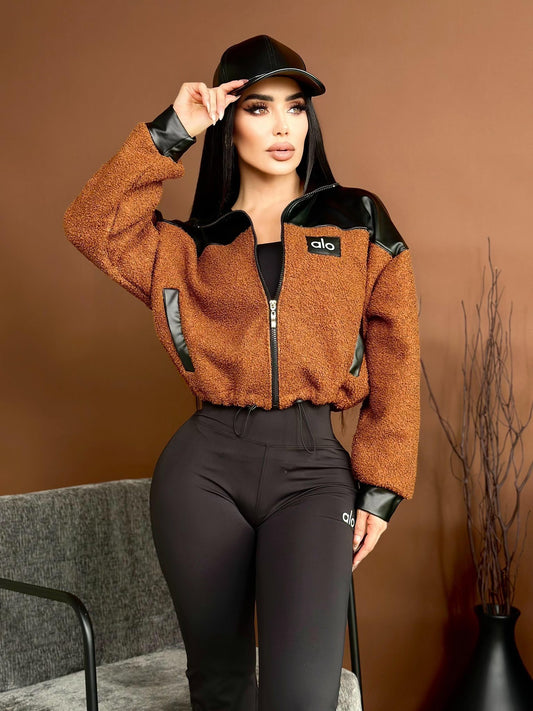 Trendy Lettered Loose-fitting Warm Leather Suede Fashion Jacket