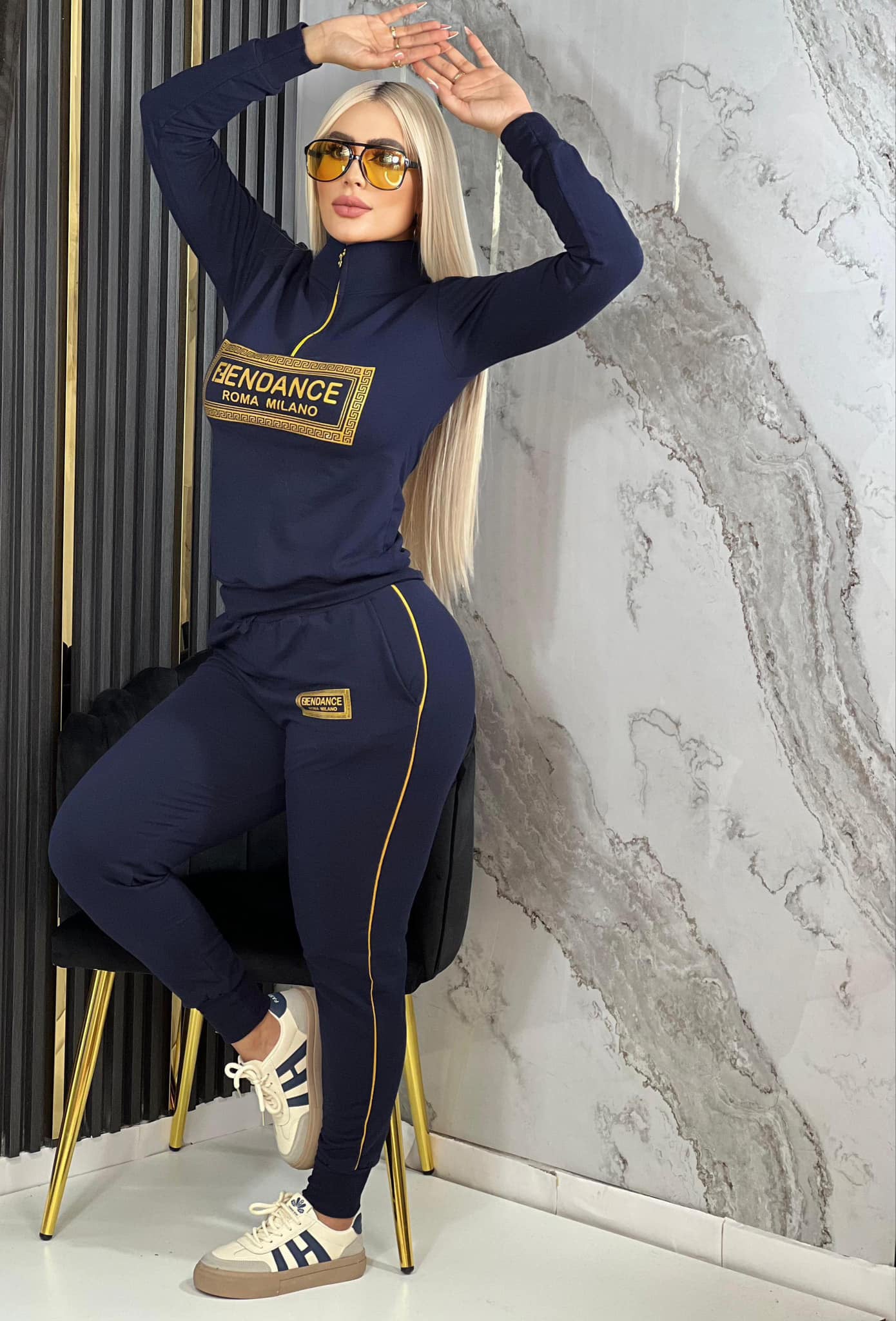 New Gold-stamped Casual Long-sleeved Shirt and Trousers Set