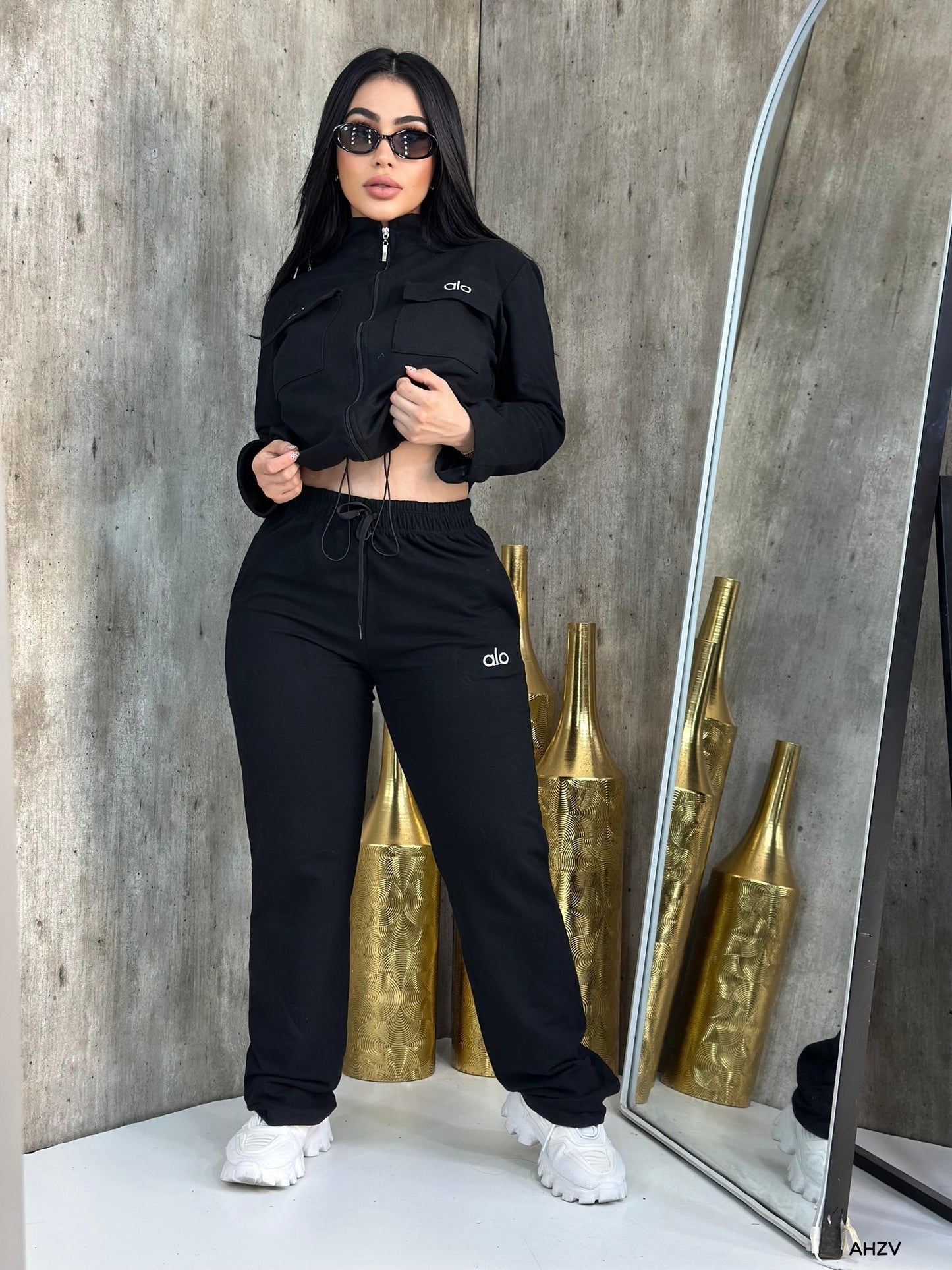 Embroidered Letter Sweatshirt and Wide-Leg Pants Casual Sports Suit
