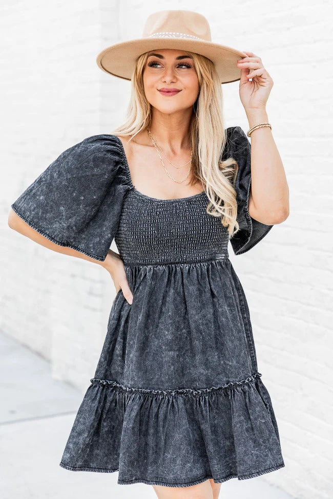 Temperament Commuting Loose Short-sleeved Pullover Denim Dress