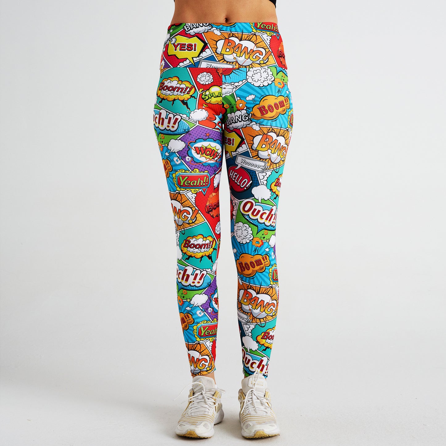 Cartoon Letter Print High Waist Sports Fitness Yoga Pants