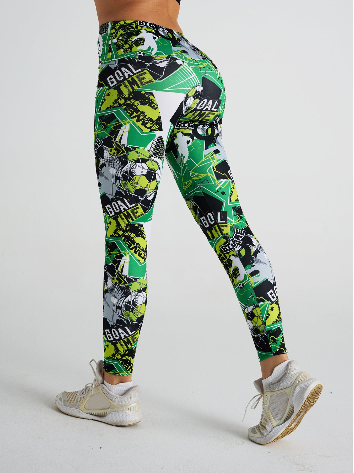 Cartoon Football Print High Waist Sports Fitness Yoga Pants