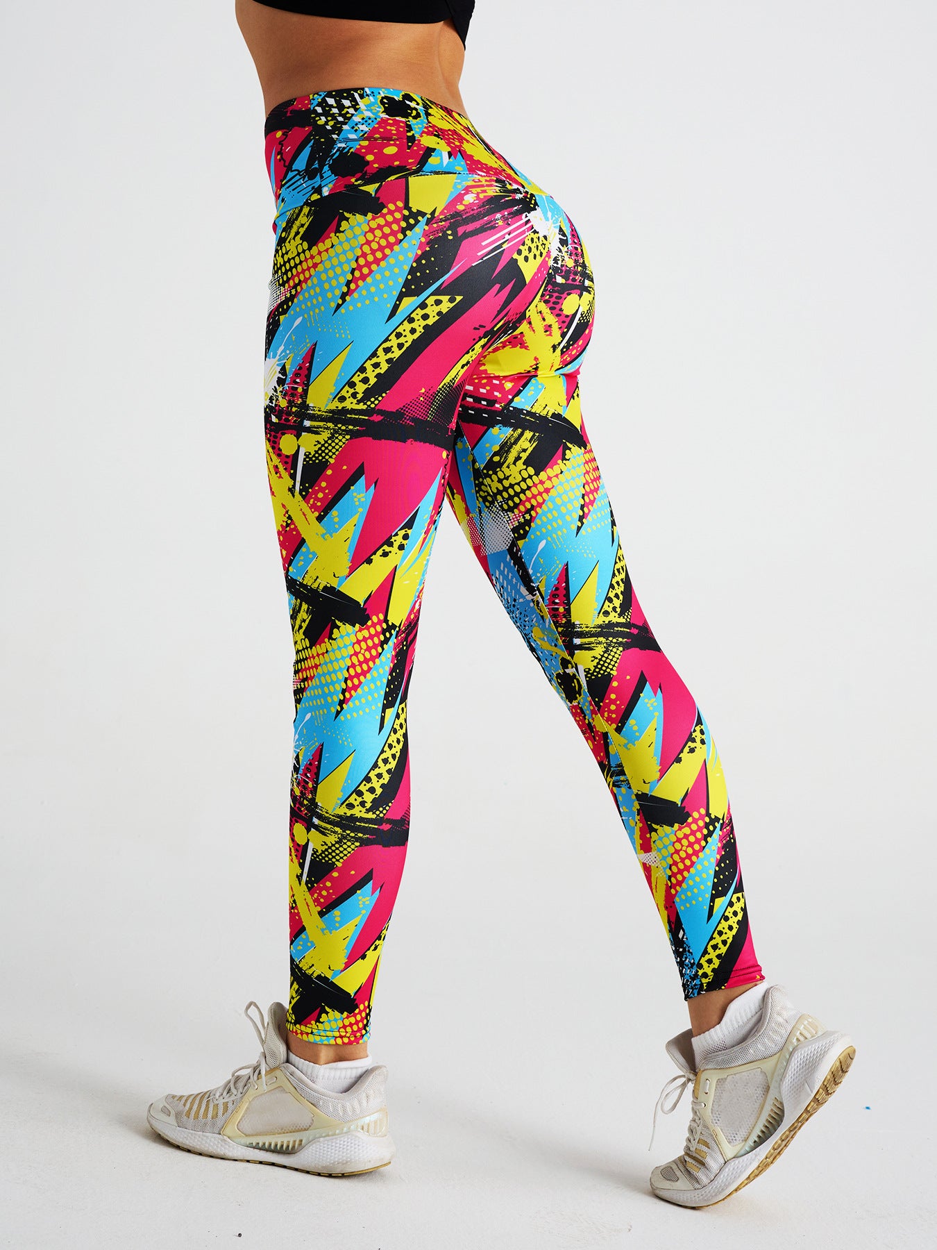 Abstract Tie-dye Printed High-waist Sports Fitness Yoga Pants