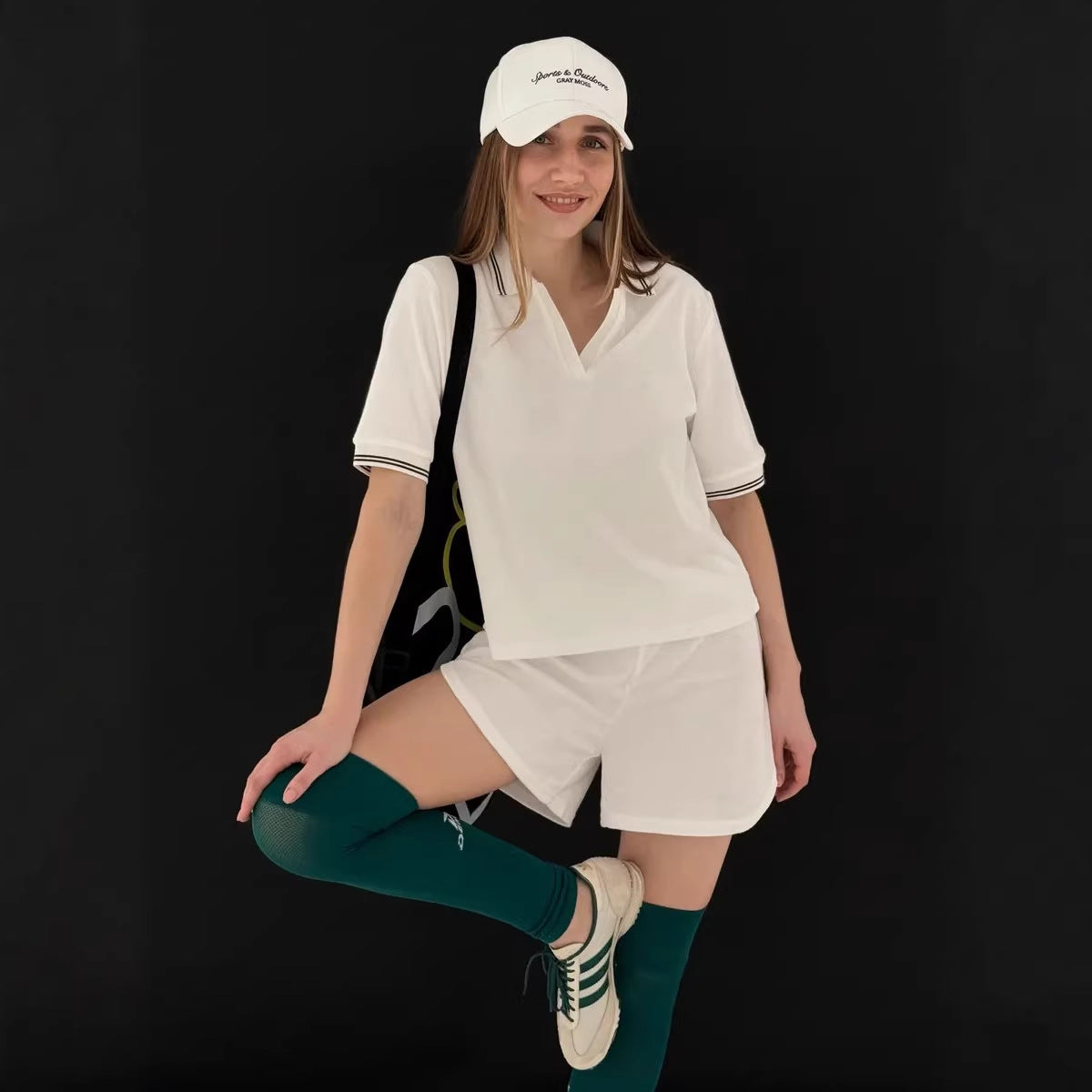 New Summer Polo Collar Short-sleeved Top and Wide-leg Shorts Casual Suit