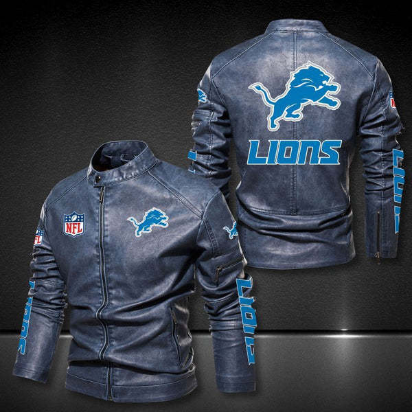 Detroit Lions Vintage Distressed Leather Jacket