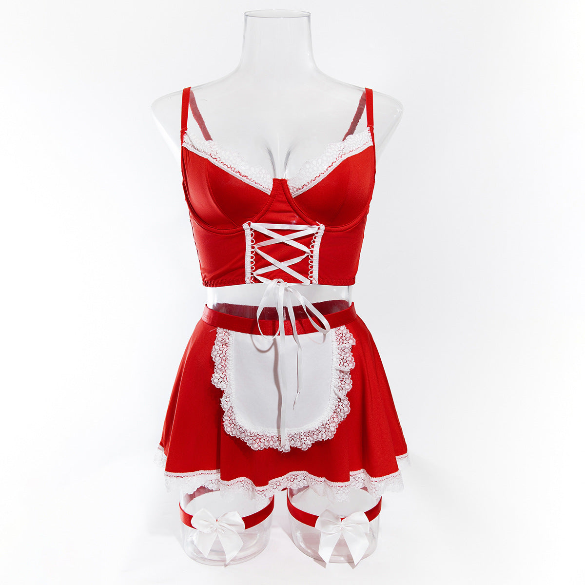 Cute Dress-up Strap Cross-hanging Sexy Bra Set 4-piece Set