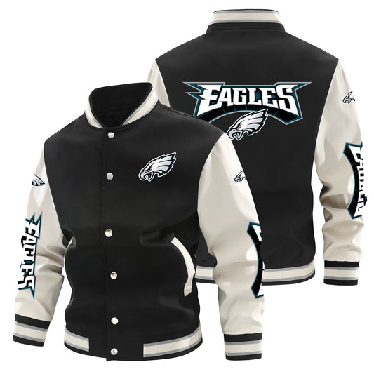 Philadelphia Eagles Printed Sporty Loose-fit Baseball Jacket
