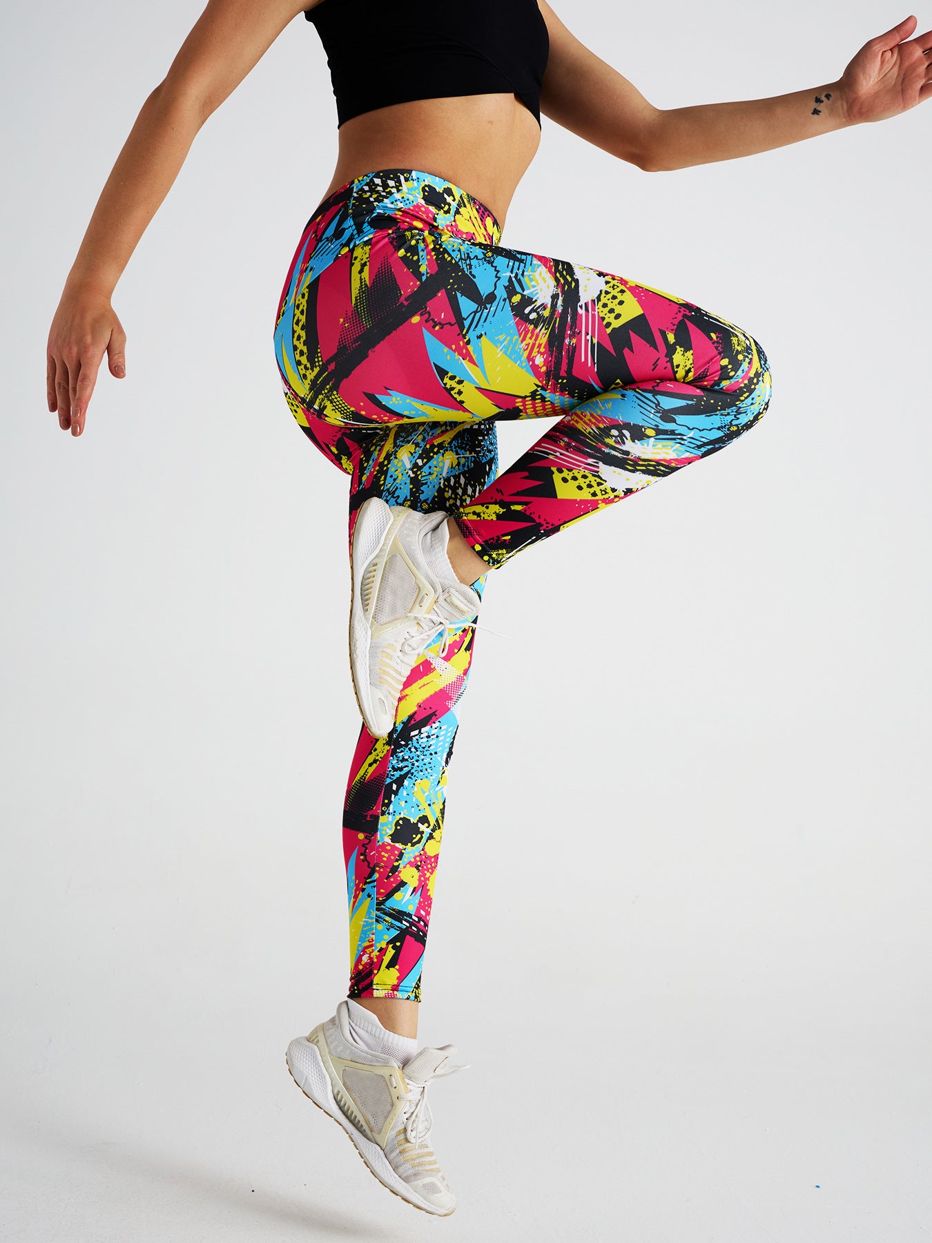 Abstract Tie-dye Printed High-waist Sports Fitness Yoga Pants