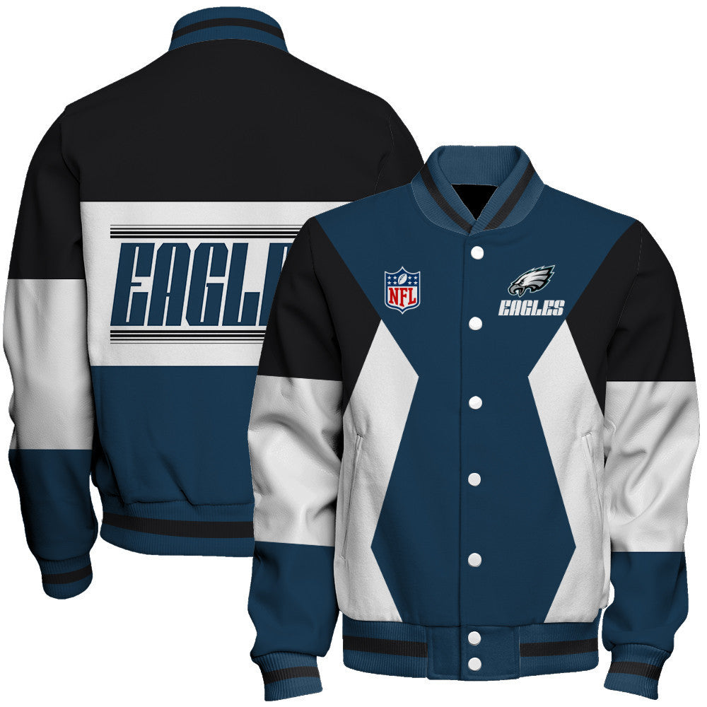 Philadelphia Eagles Printed Team Color-block Single-layer Thin Stand-collar Jacket