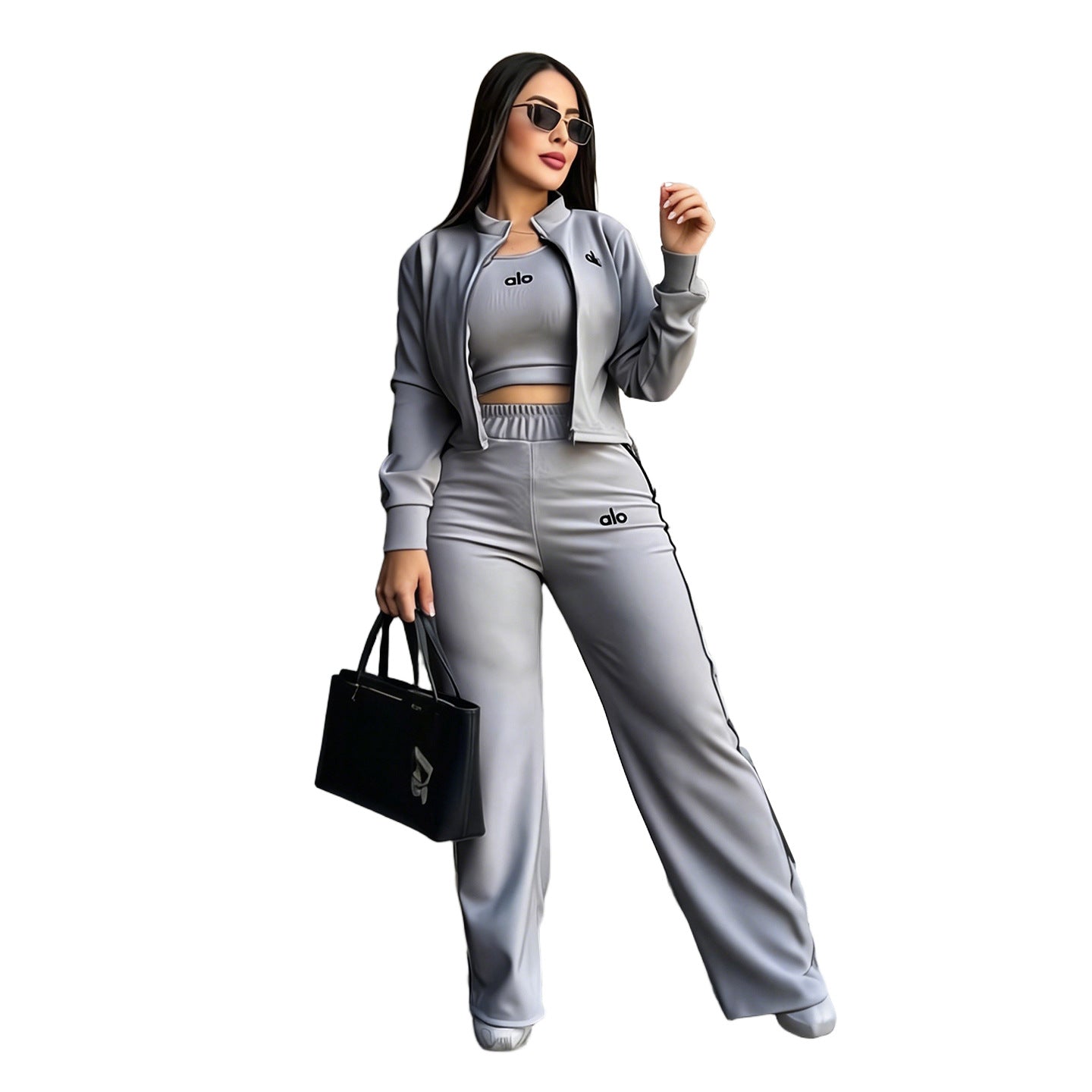 Stylish and Elegant Wide-leg Pants Casual Three-piece Set