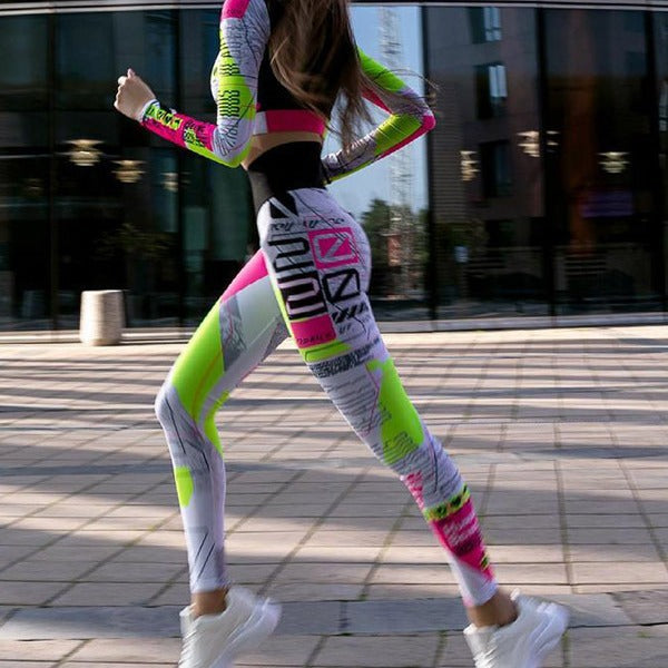 Casual and Fashionable Color Block Letter Print Trousers Sports Suit