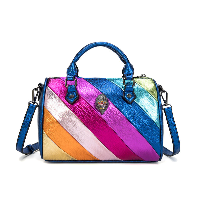 Contrast Color Stitching Rainbow Eagle Head Hand-held Crossbody Bag