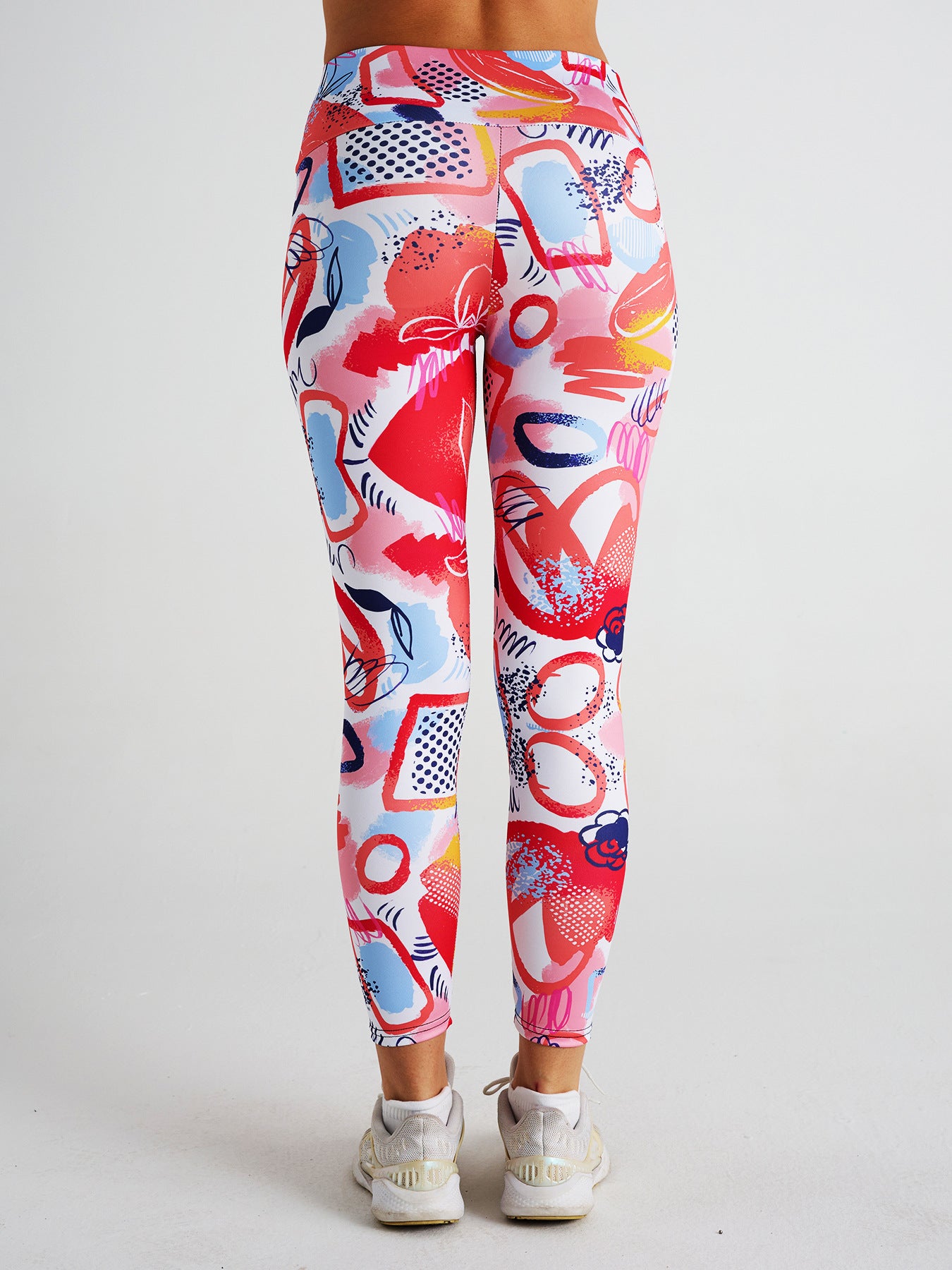Pink Love Print High Waist Sports Fitness Yoga Pants