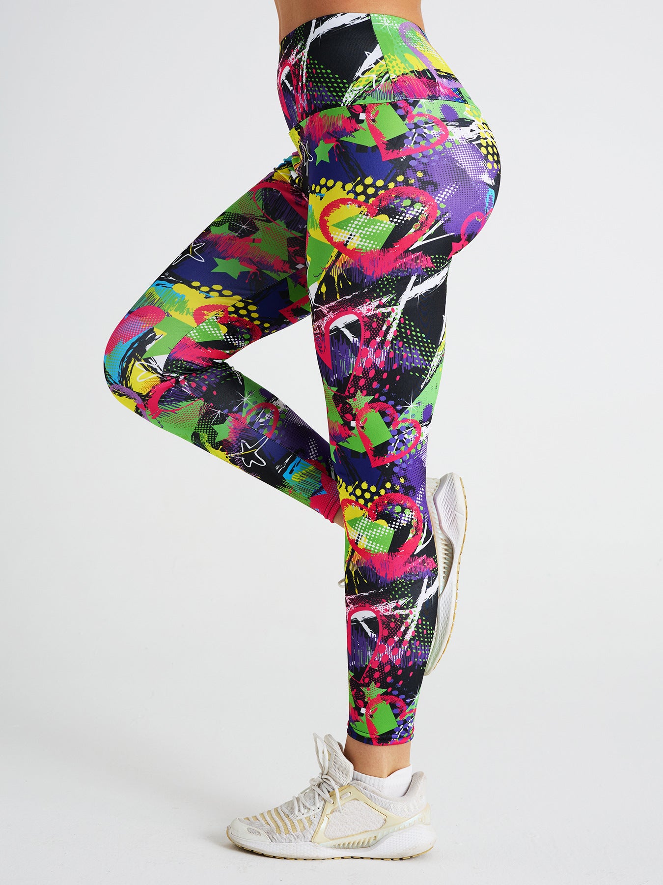 Abstract Love Star Print High Waist Sports Fitness Yoga Pants