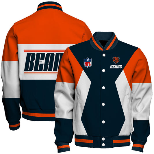 Chicago Bears Printed Team Color-block Single-layer Thin Stand-collar Jacket