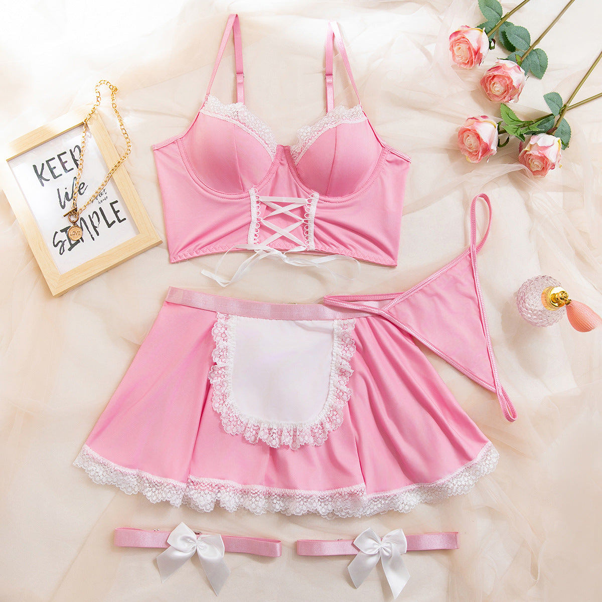 Maid Cosplay Lace Miniskirt Set