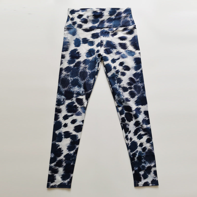 Gray Leopard Print High Waist Sports Fitness Yoga Pants